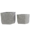 Cheungs Rippled Ceramic Planter; Gray 5660GR